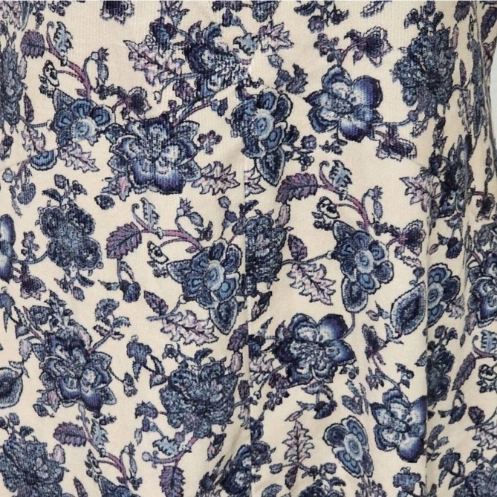 Moon River Blue Floral Corduroy Dress By Anthropologie - Picture 11 of 12
